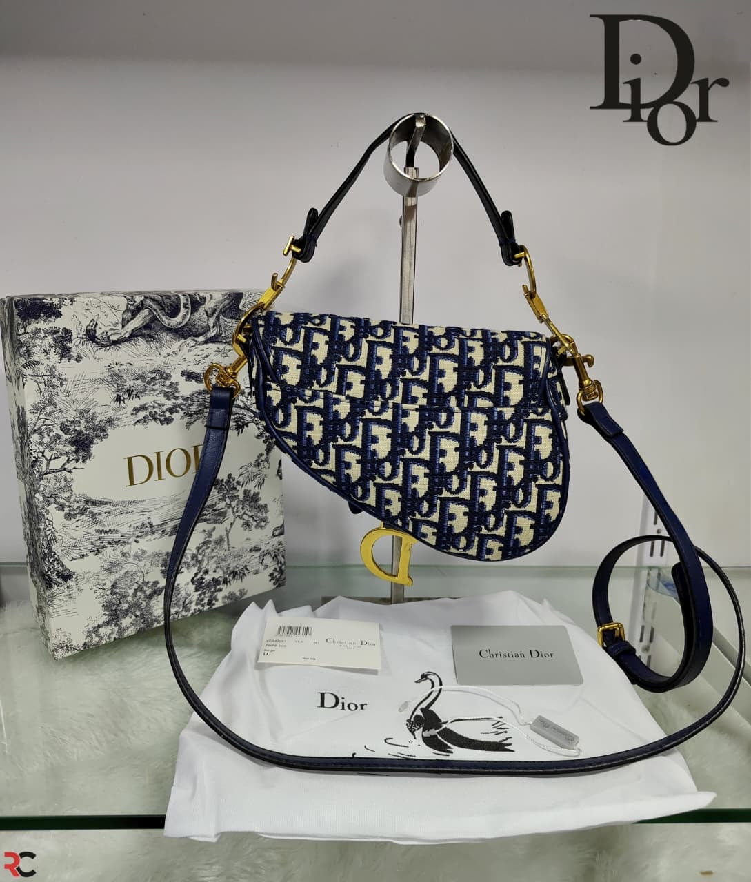 Dior Mini Oblique Jacquard Saddle Bag