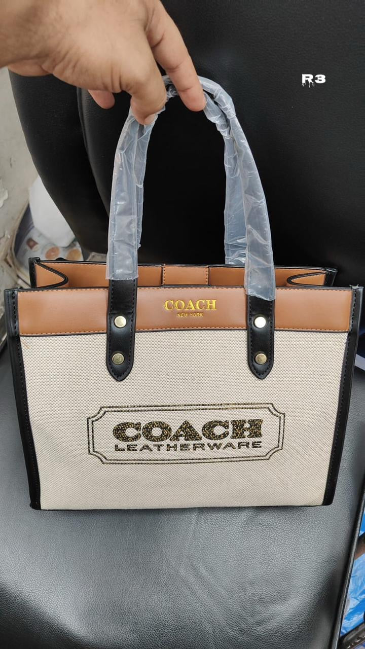 Coach 2pc Canvas Field Tote Bag & Emboss Field Tote Bag