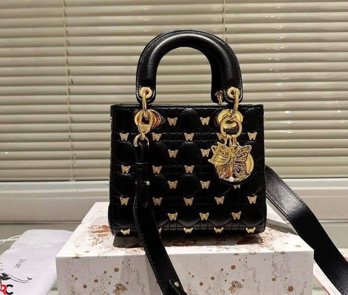 Lady Dior Bag With Butterfly Studs