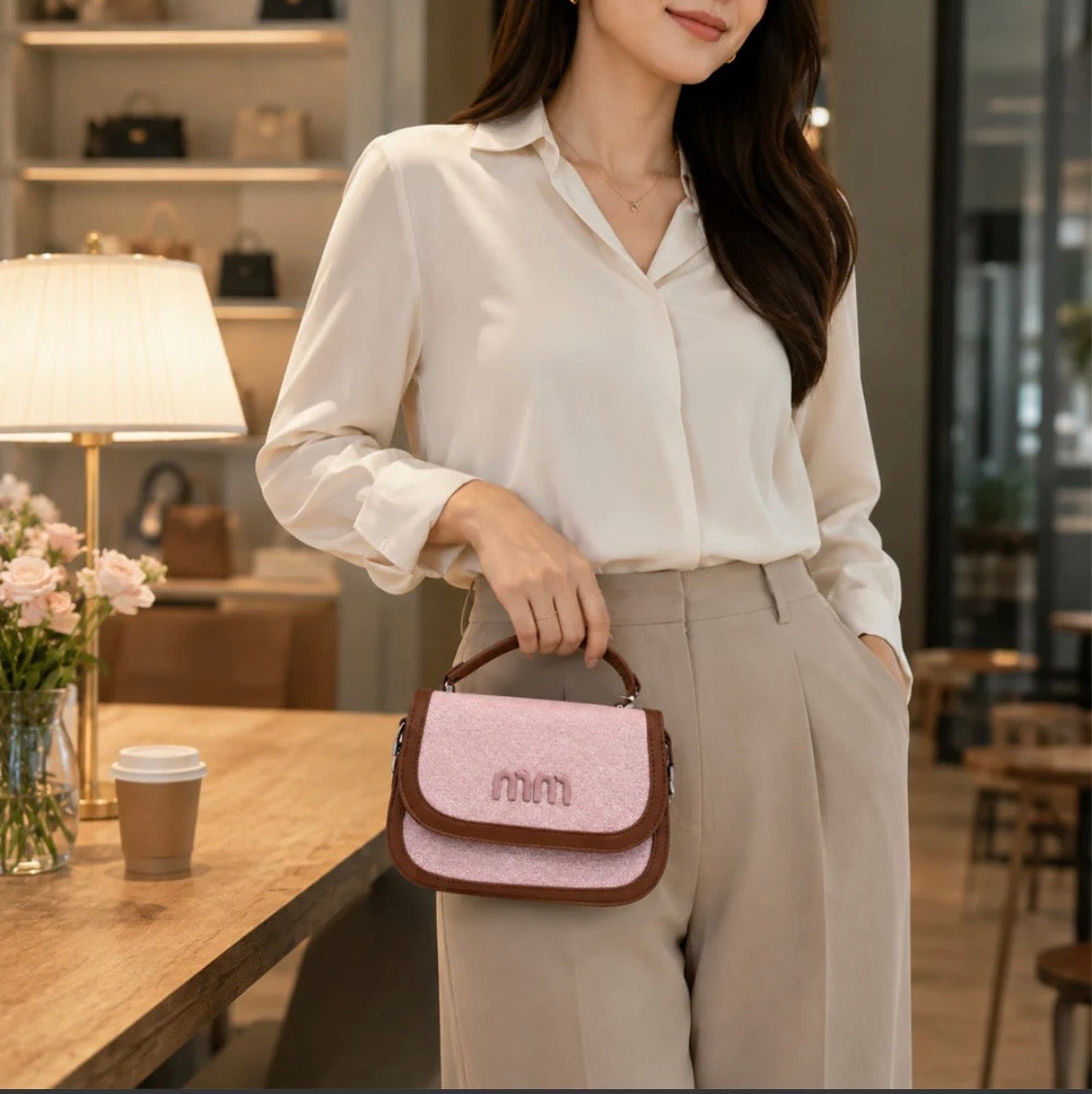 Pink Canvas Mini Top Handle Bag
