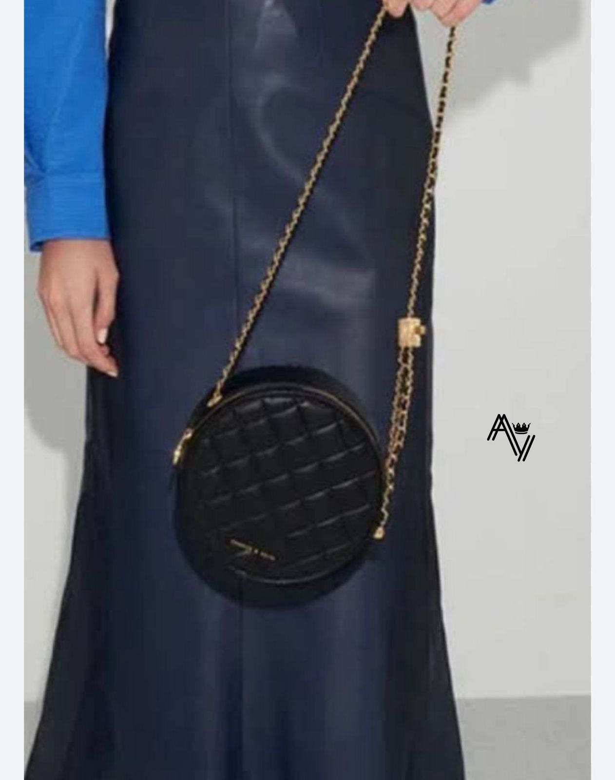 Charles & Keith Kwan Quilted Black Circle Bag