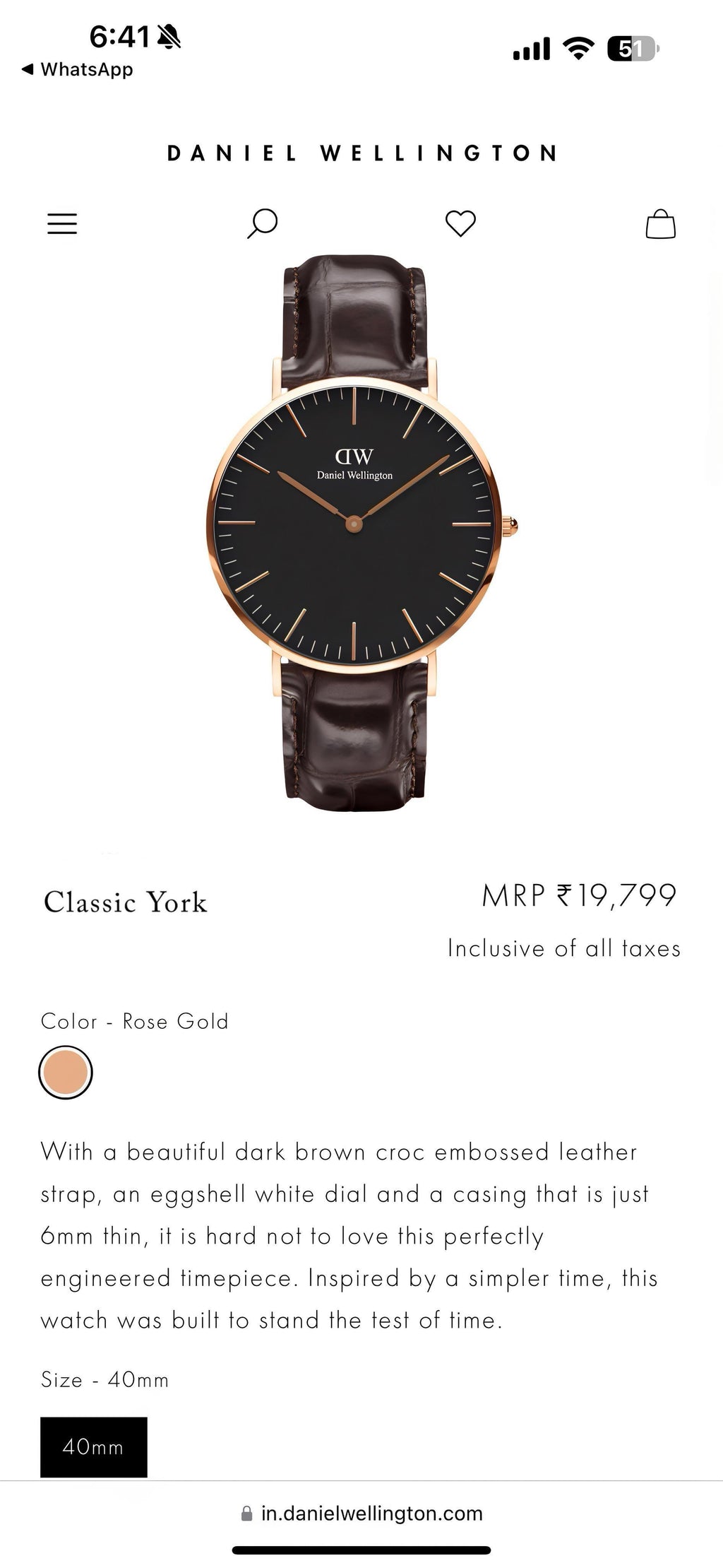 Daniel Wellington Classis Sheffield