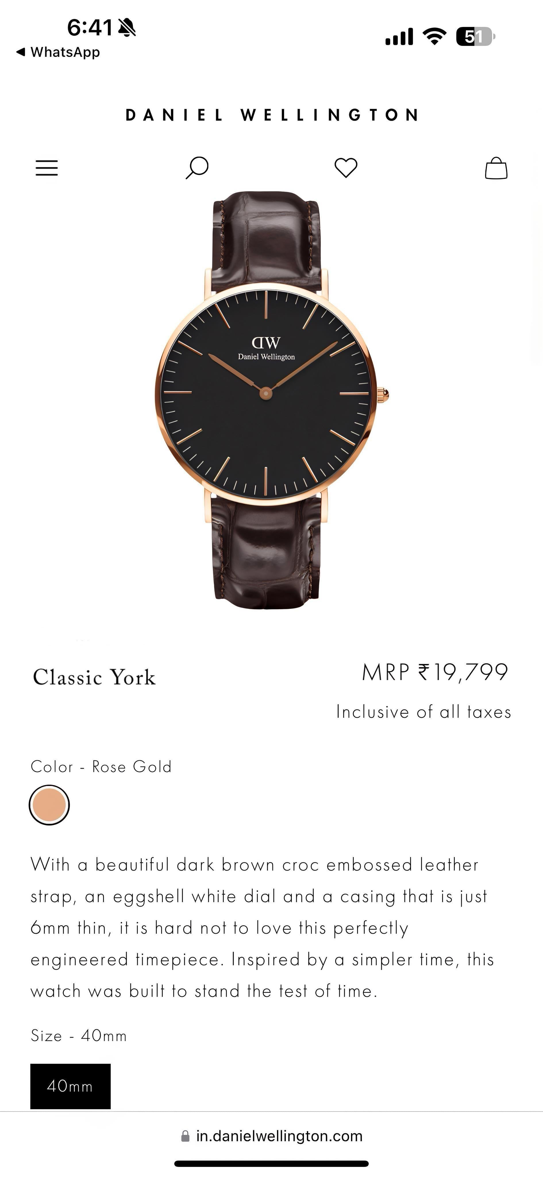 Daniel Wellington Classis Sheffield