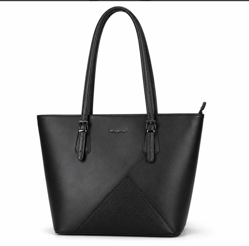 Black Enigma Dual Textured Handbag
