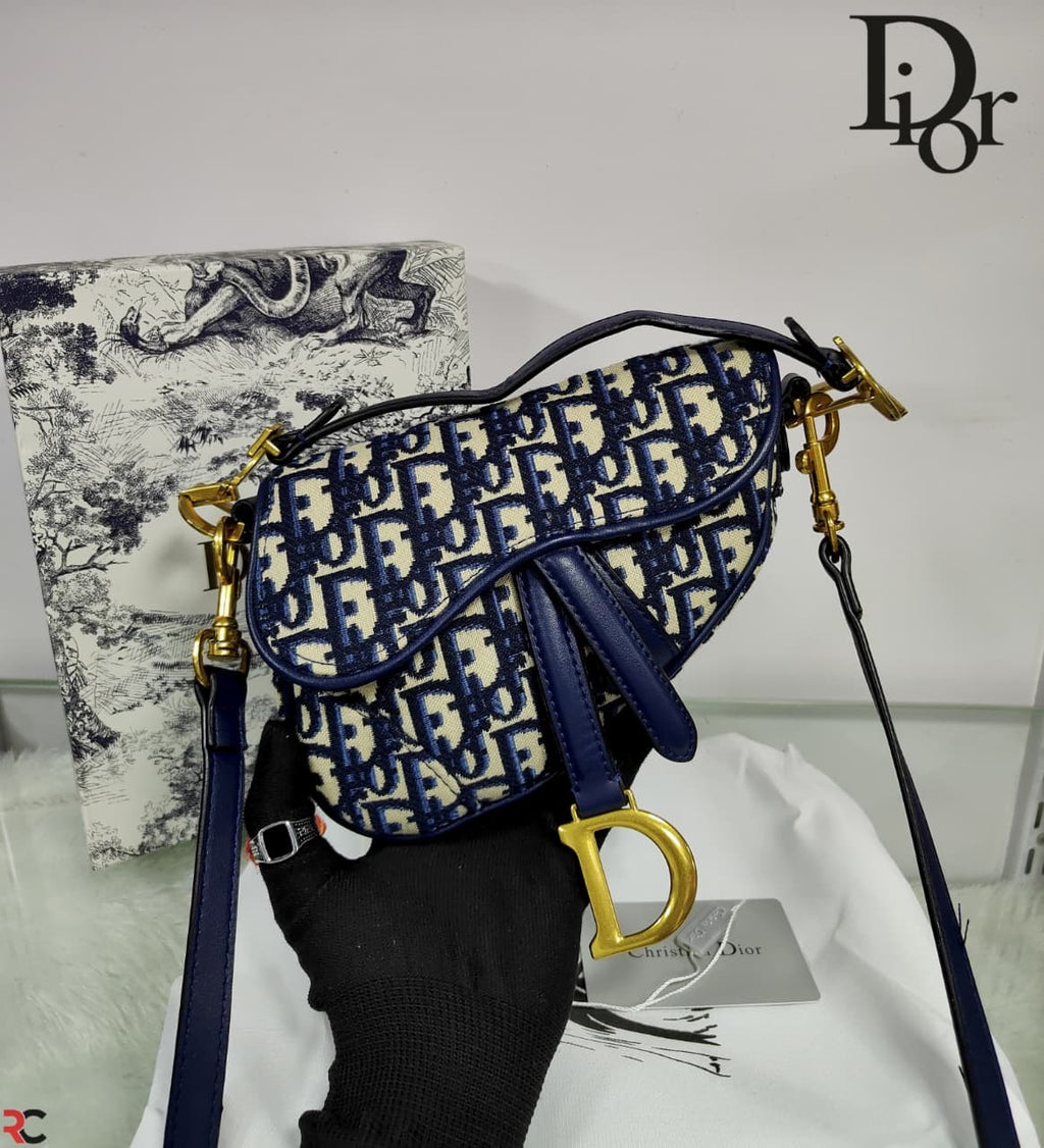 Dior Mini Oblique Jacquard Saddle Bag