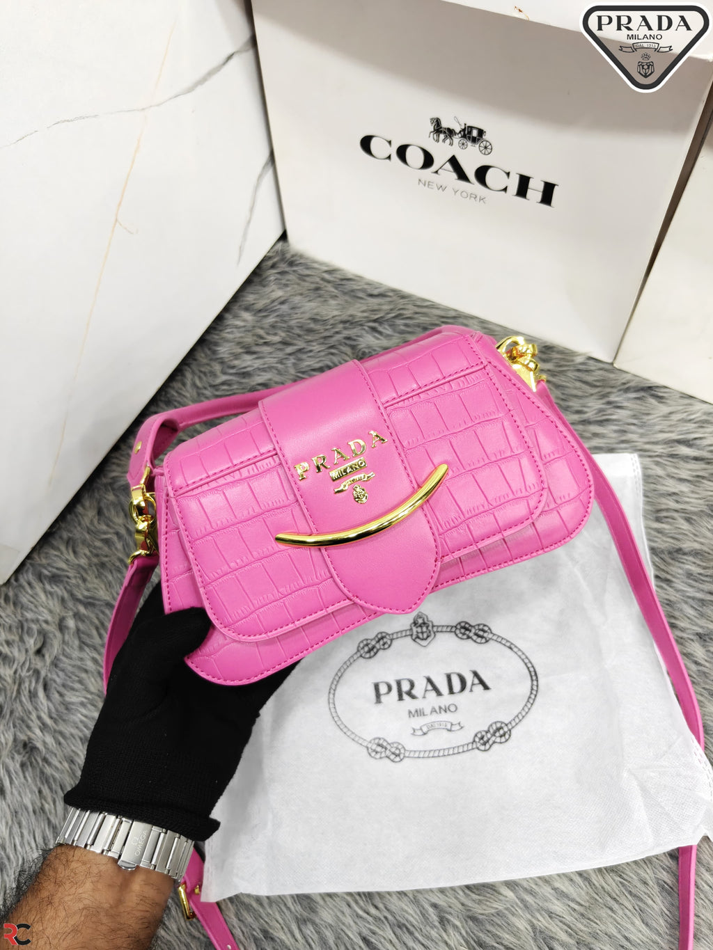Prada Sidonie Croc Effect