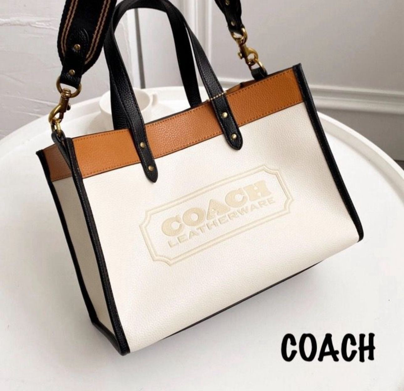Coach Chalk Multi Badge Field 30 Tote Bag