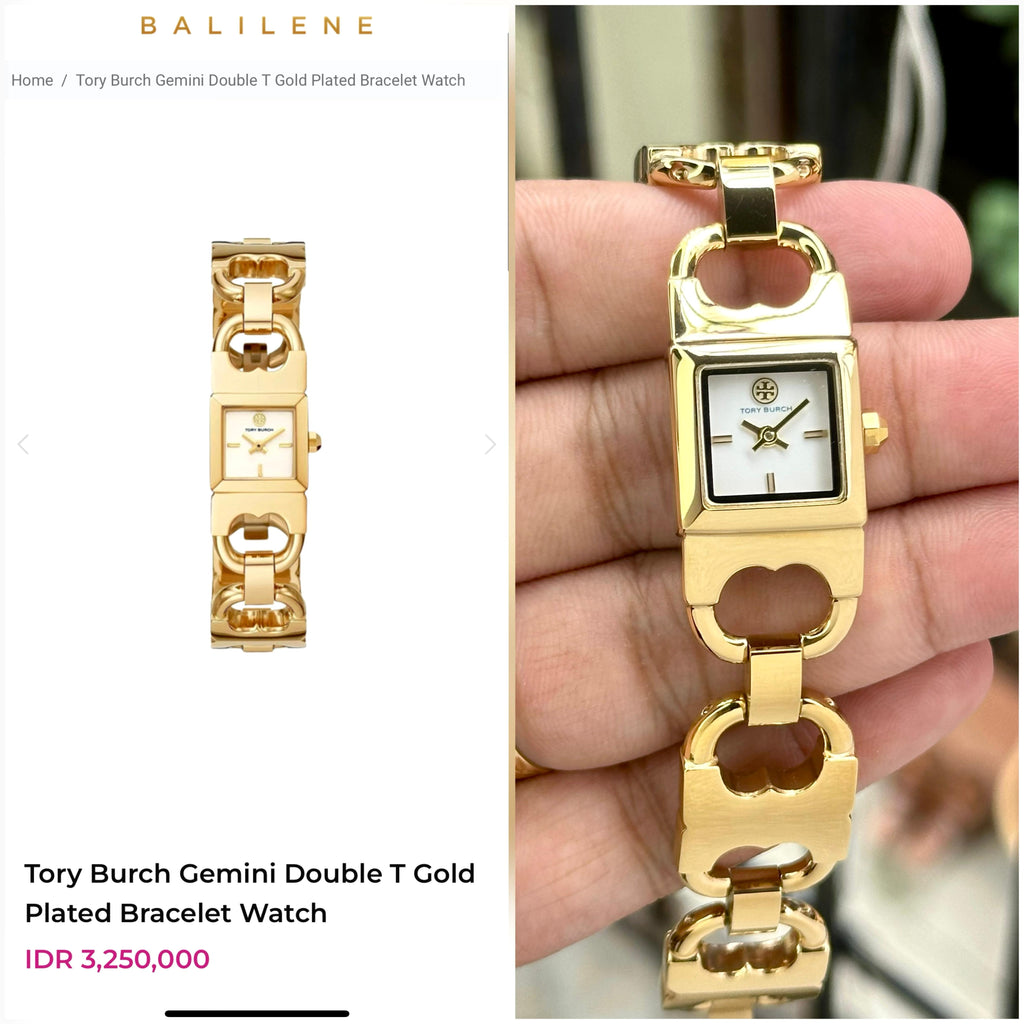 Tory Burch Gemini Double T-Mini Gold Bracelet Watch