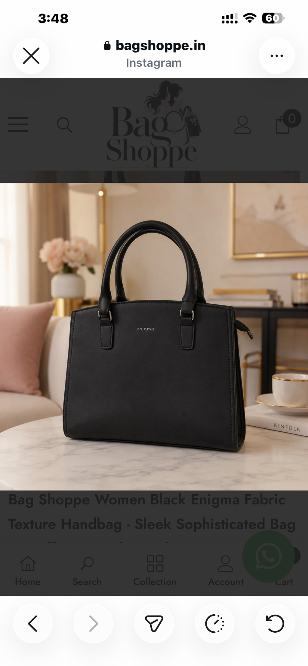 Black Enigma Fabric Texture Handbag