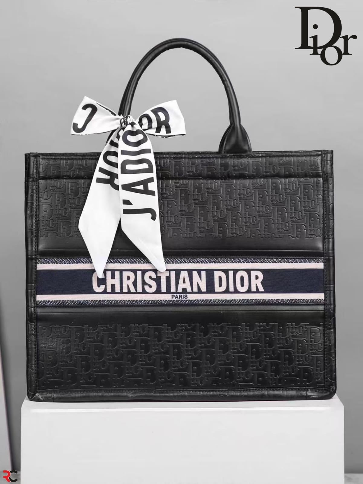 Christian Dior Embossed Book Tote Bag
