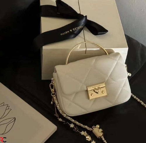 Charles & Keith Boxy Quilted Top Handle Bag