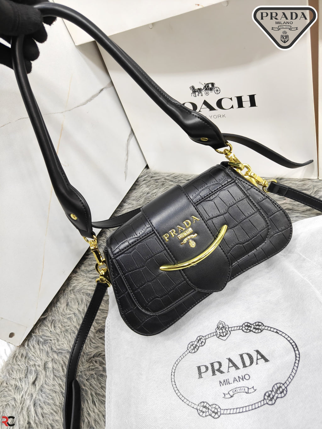 Prada Sidonie Croc Effect
