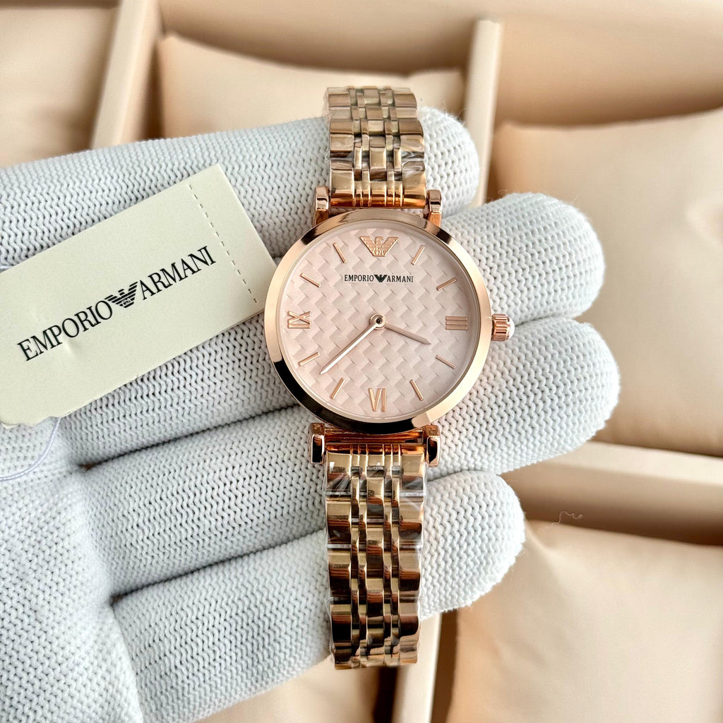 Emporio Armani Textured Pattern Rose Gold Dial Edition