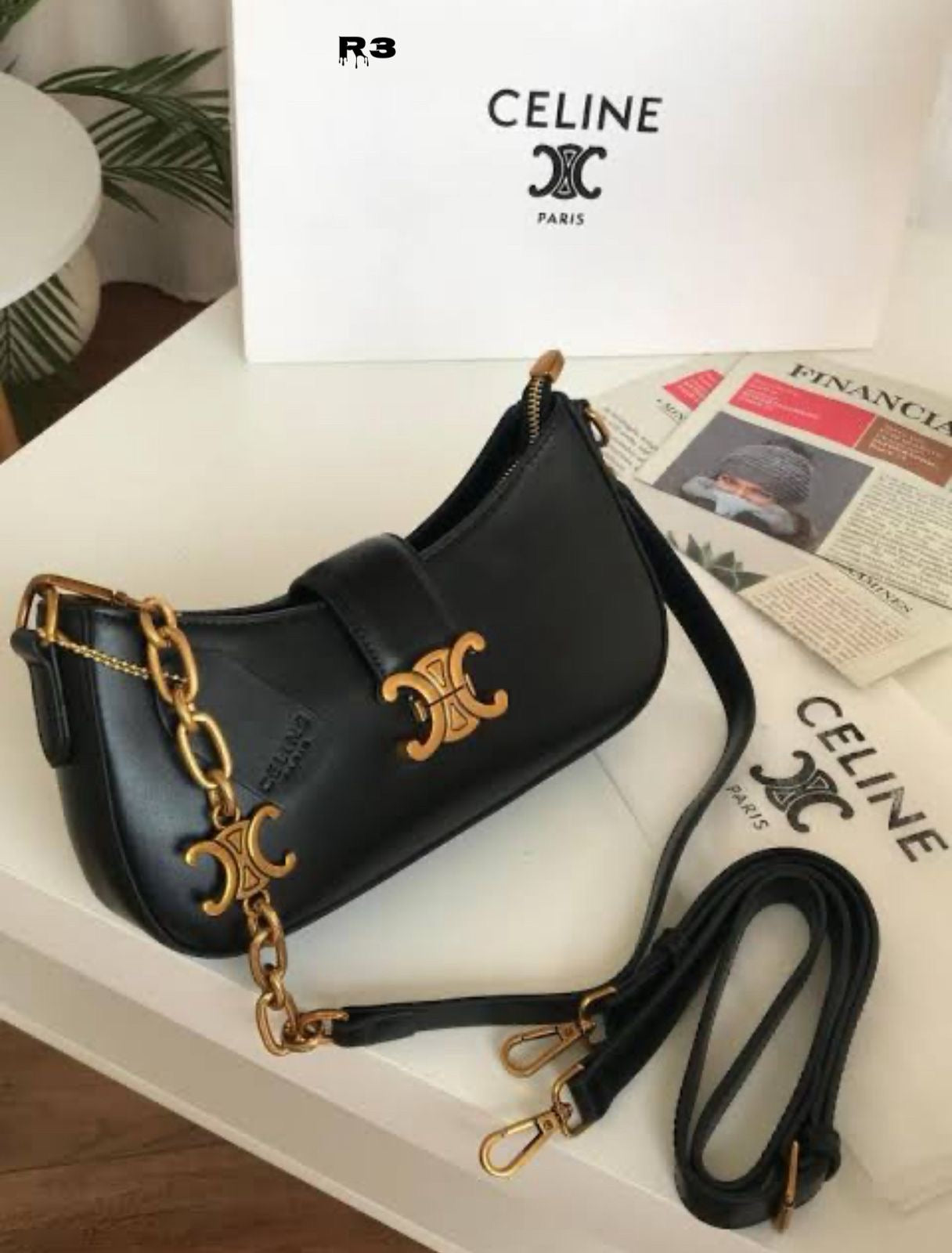 Celine Logo Lock Sling Bag