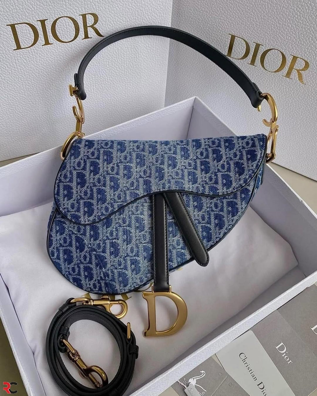 Christian Dior Denim Saddle Shoulder Bag