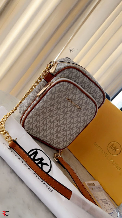 Michael Kors Jet Set Travel Signature Medium Chain Crossbody Bag