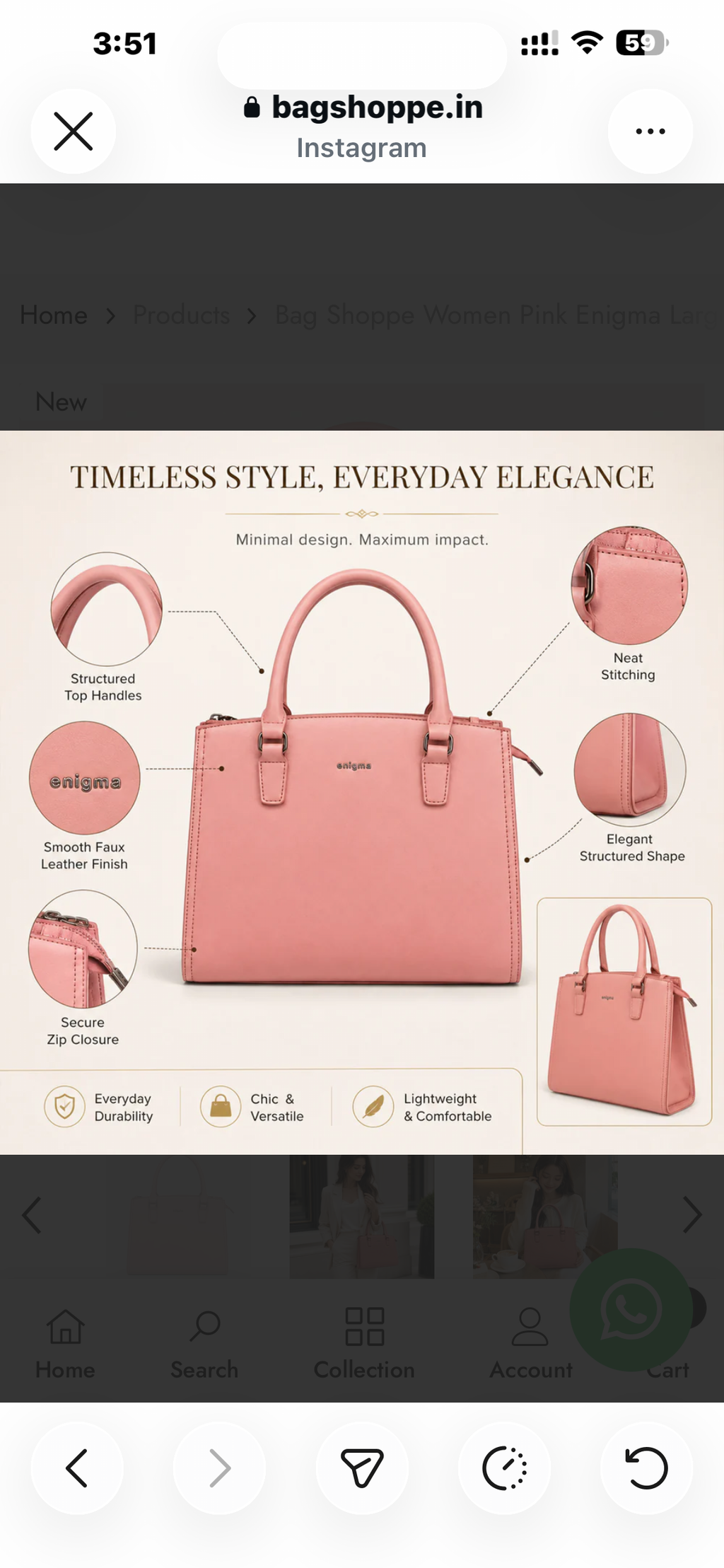 Pink Enigma Large Structured Handbag