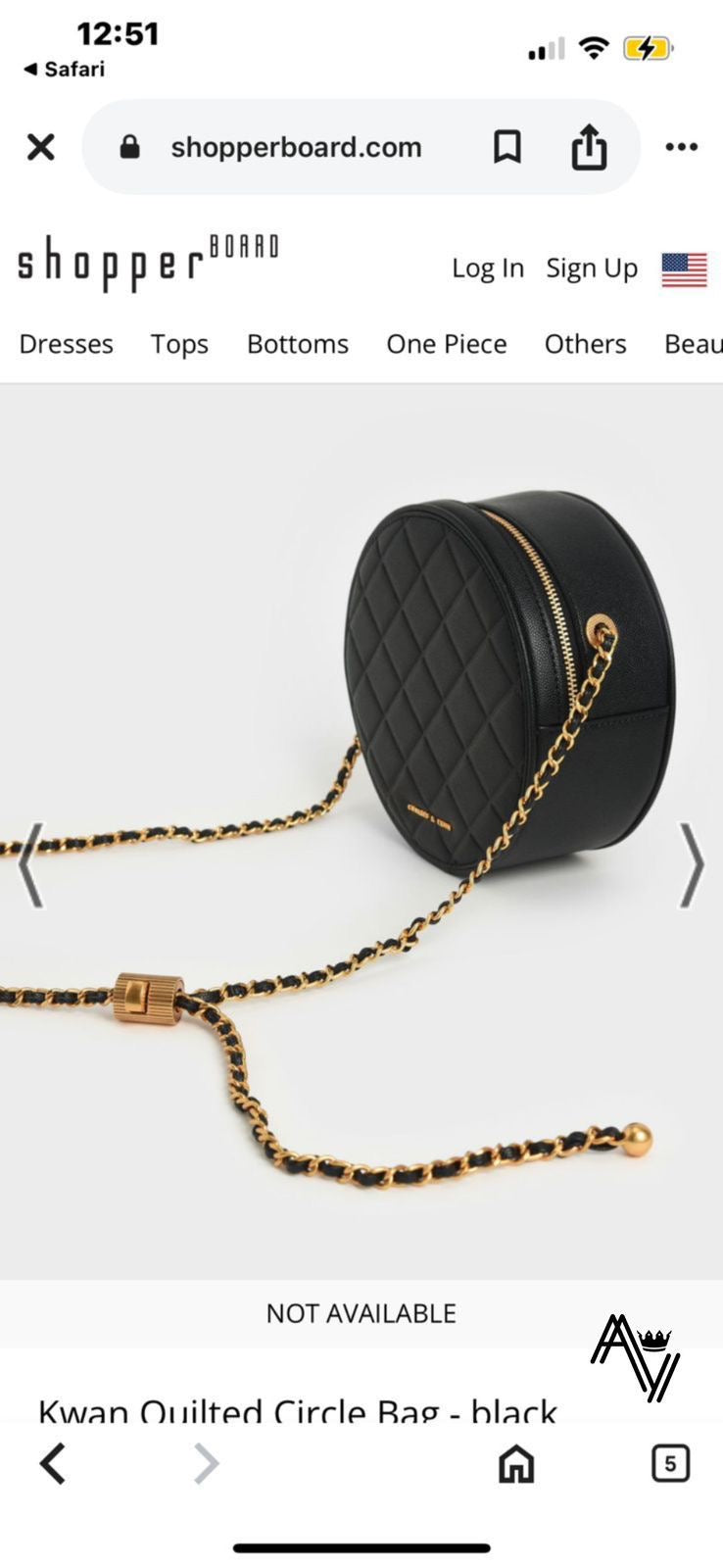 Charles & Keith Kwan Quilted Black Circle Bag