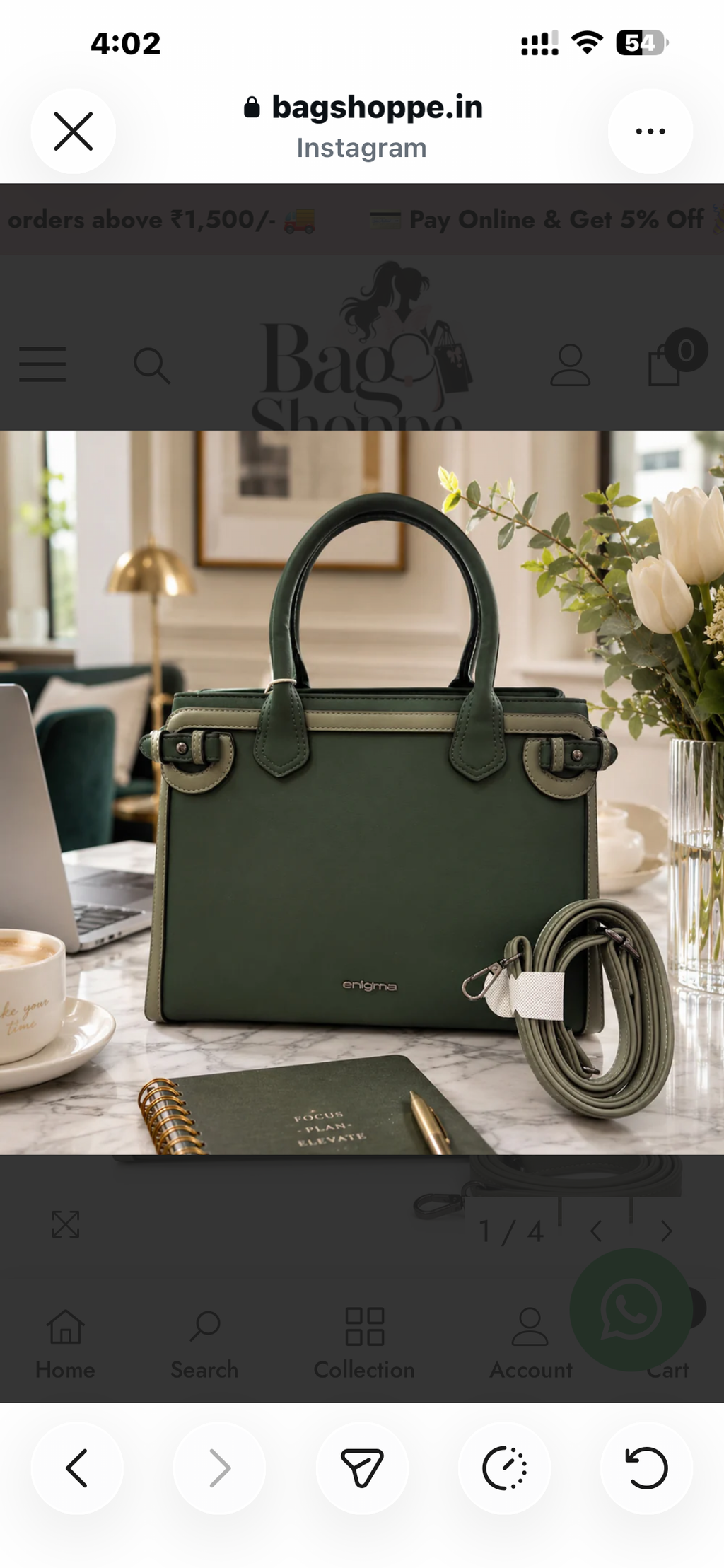Green Enigma Two-Tone Satchel