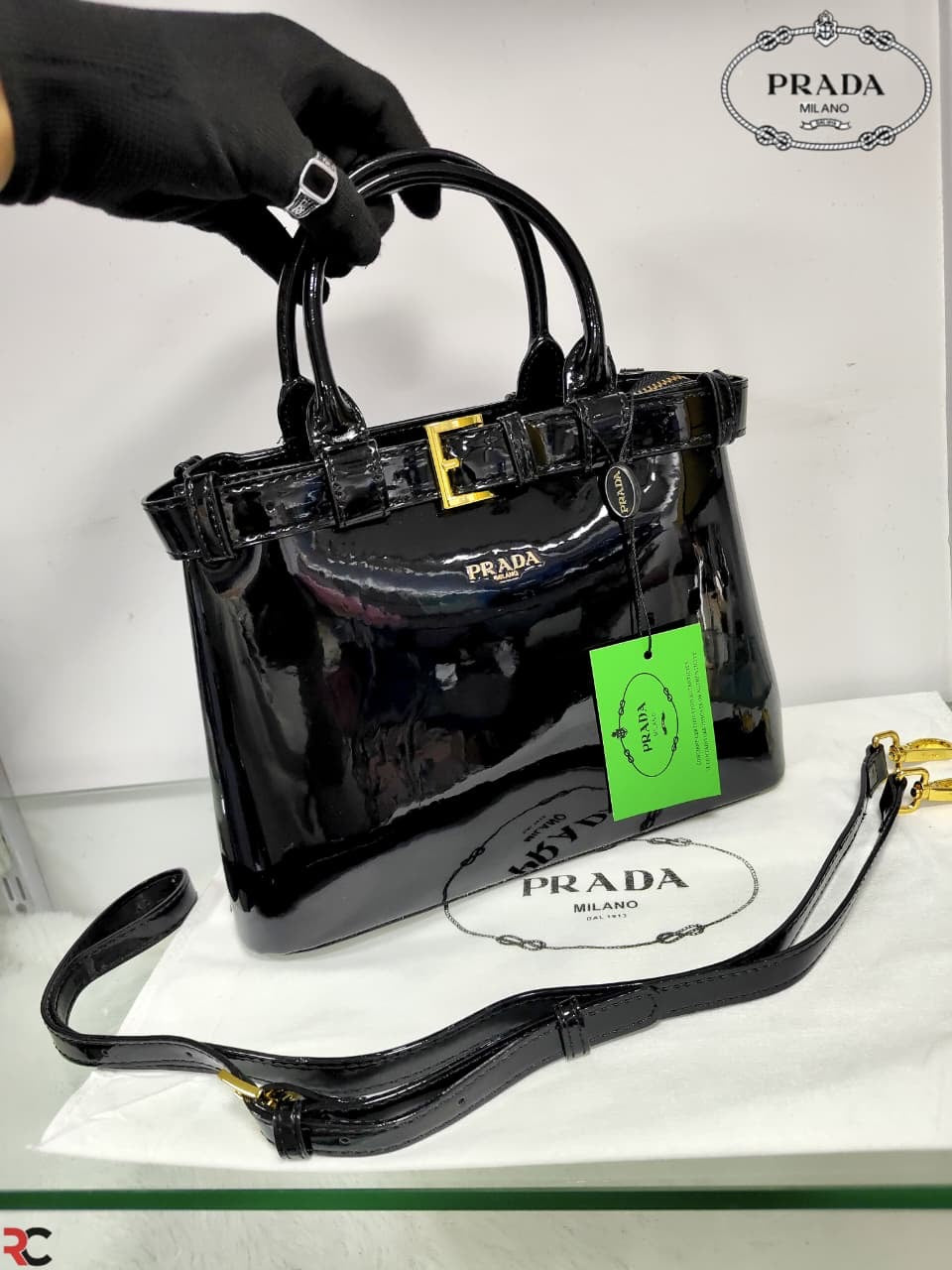 Prada Patent Buckle Handbag