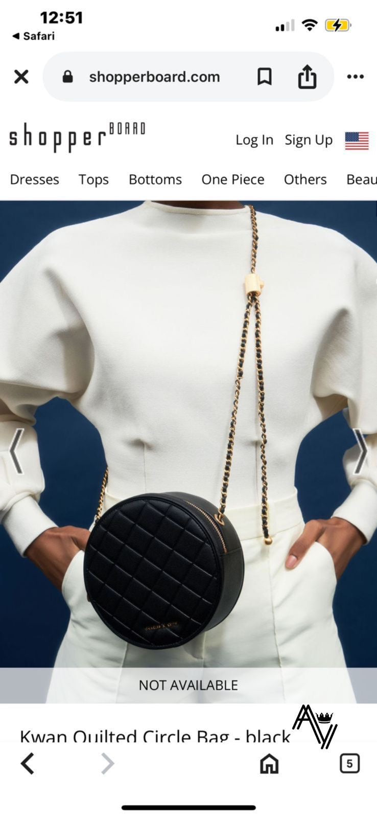 Charles & Keith Kwan Quilted Black Circle Bag