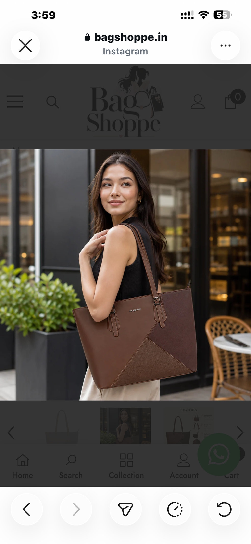 Brown Enigma Dual-Panel Handbag
