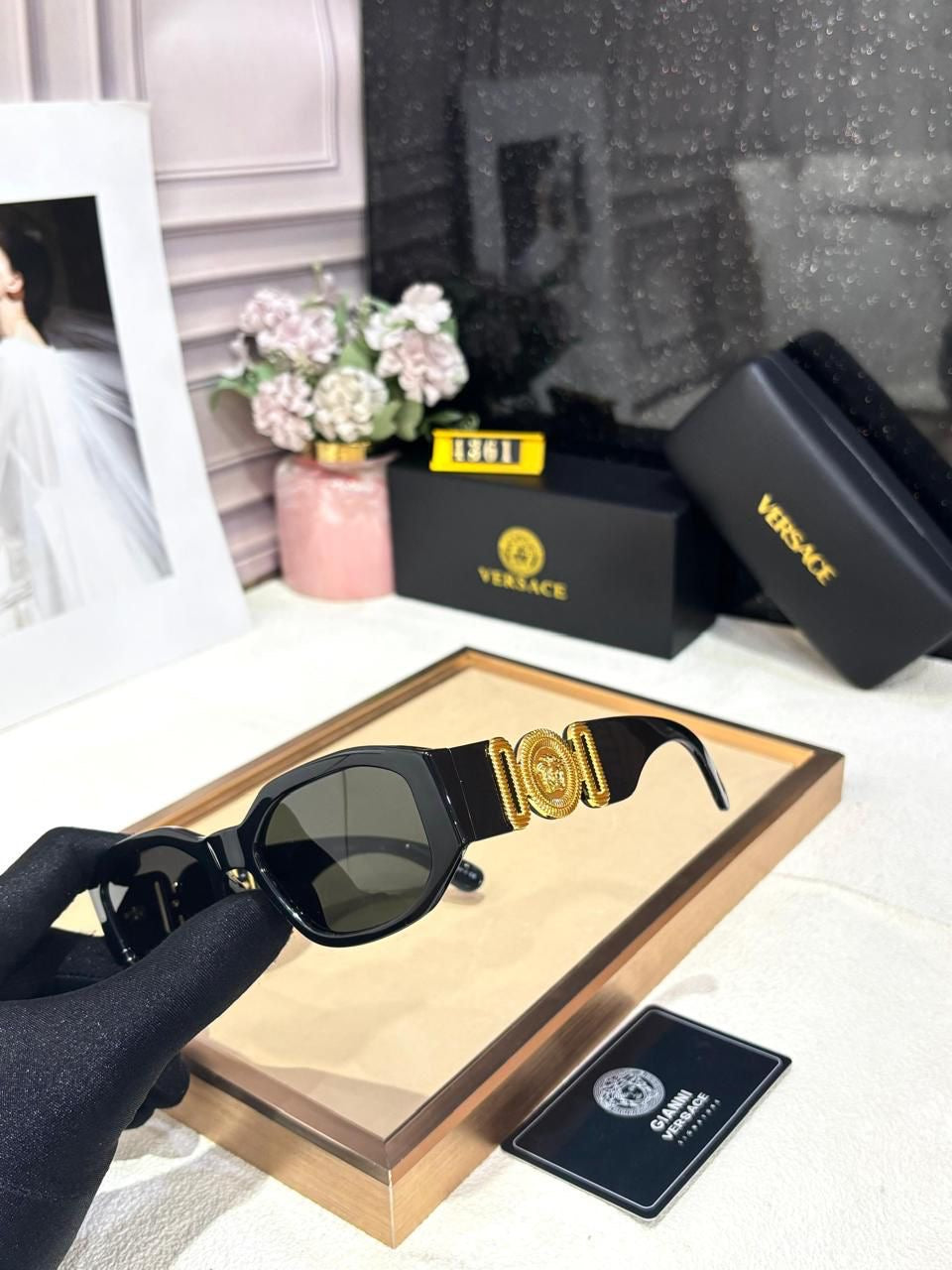 Versace Gold Black Sunglasses