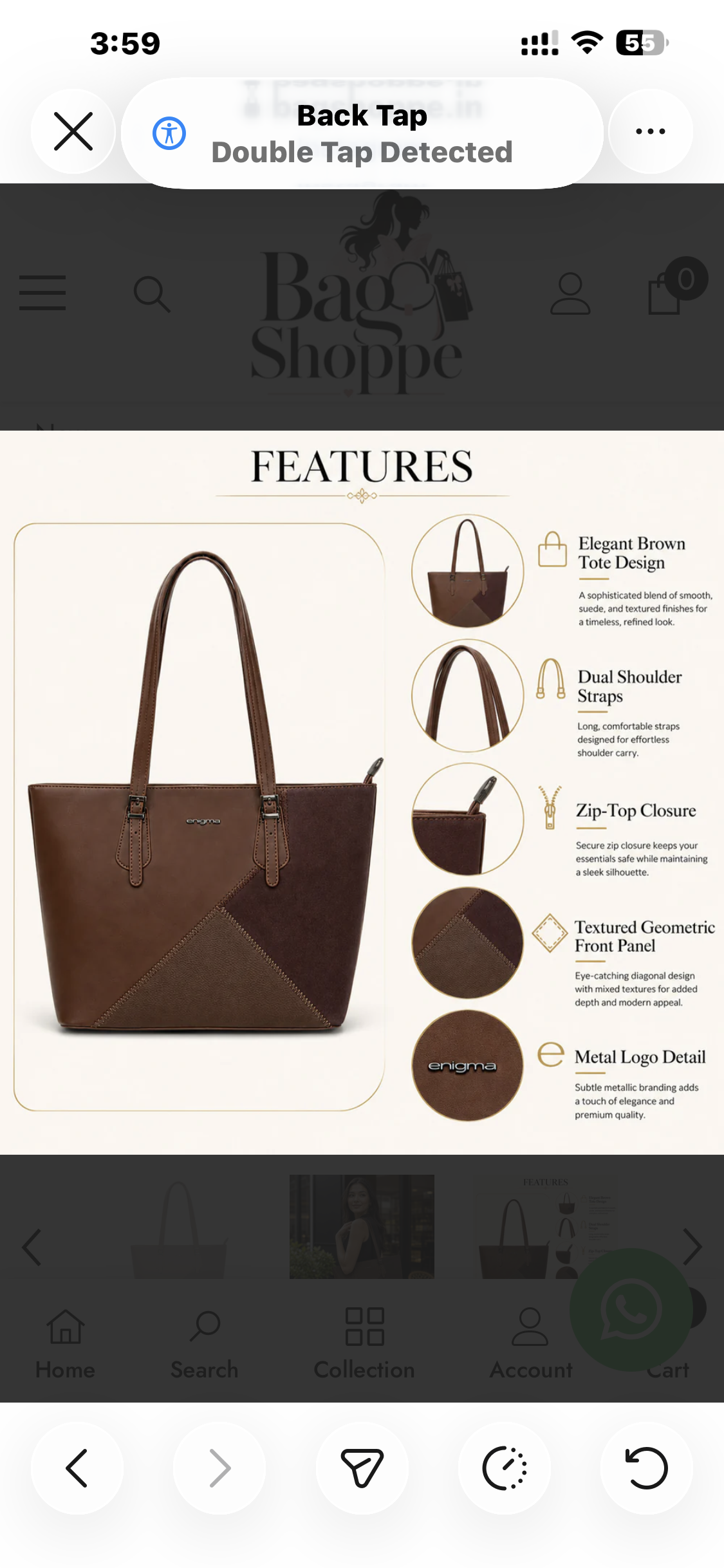 Brown Enigma Dual-Panel Handbag