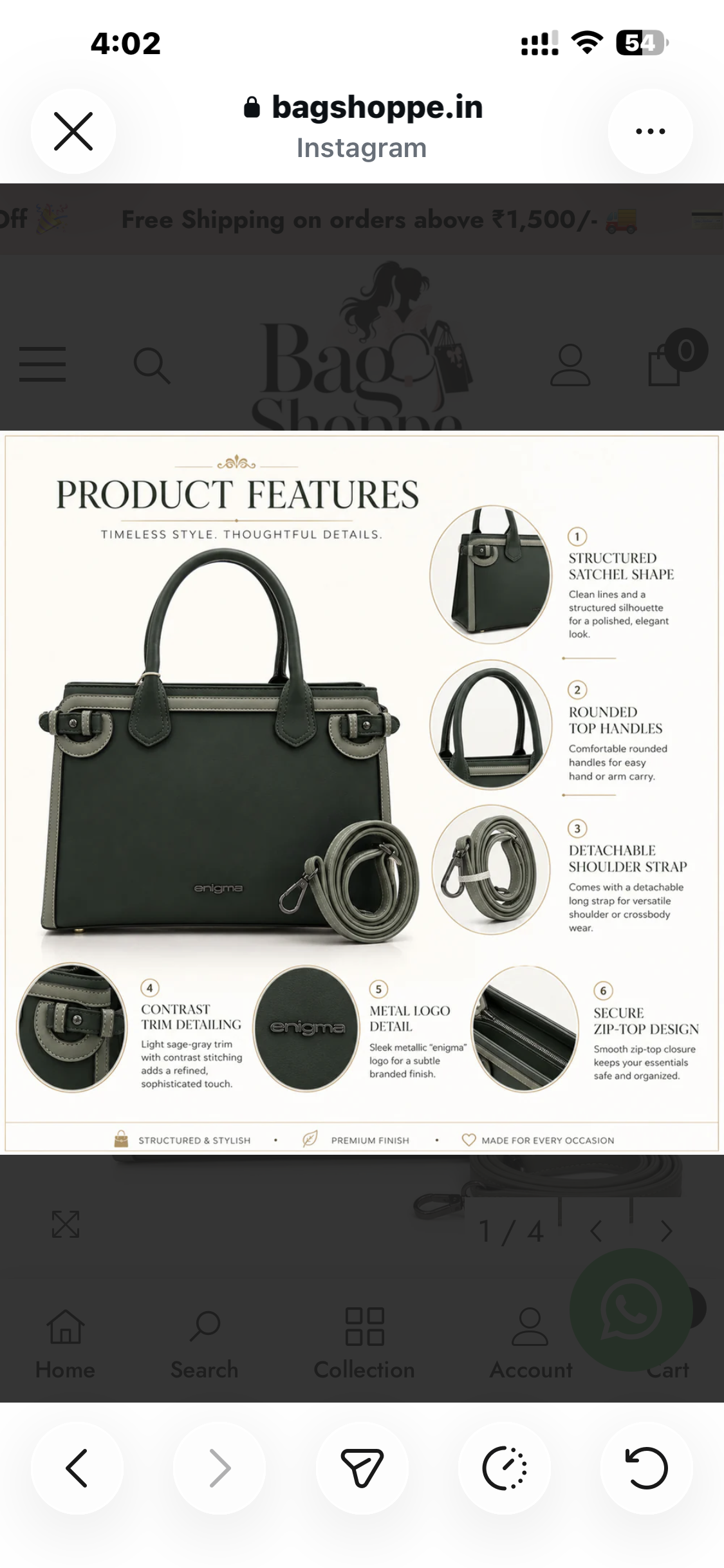 Green Enigma Two-Tone Satchel