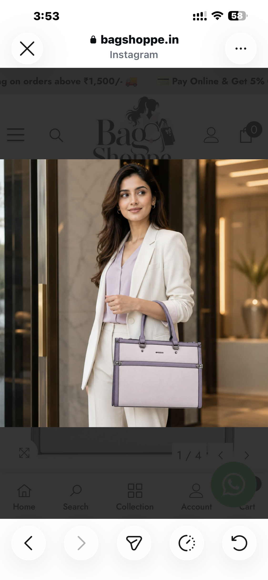 Purple Big Size Handbag