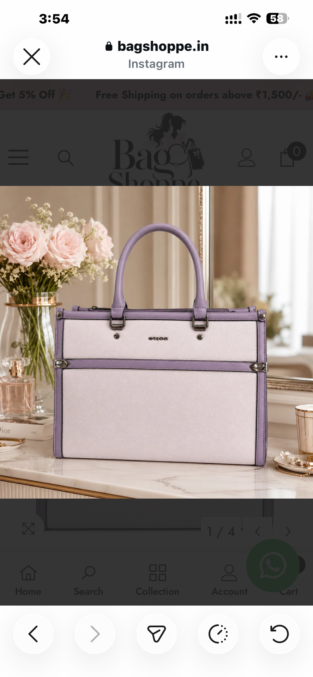 Purple Big Size Handbag