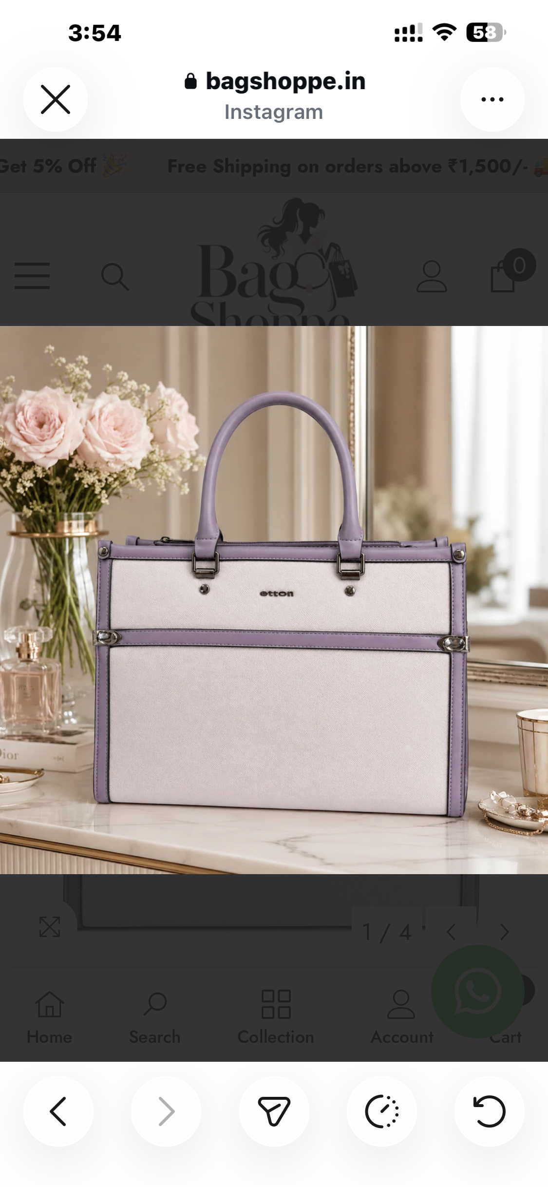 Purple Big Size Handbag