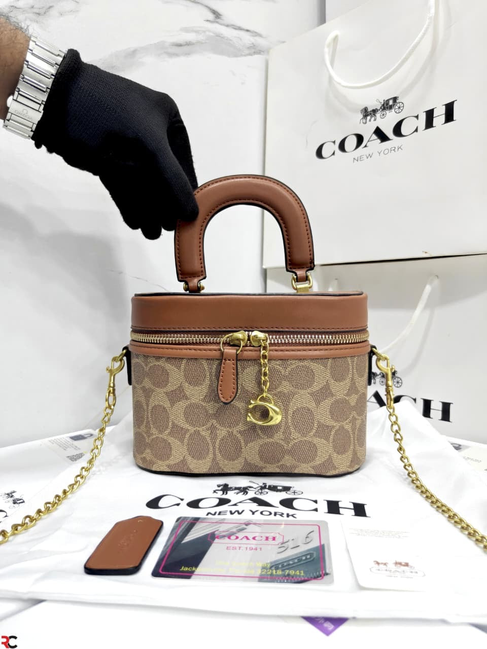 Coach Crystal Signature Jacquard Trail Bag