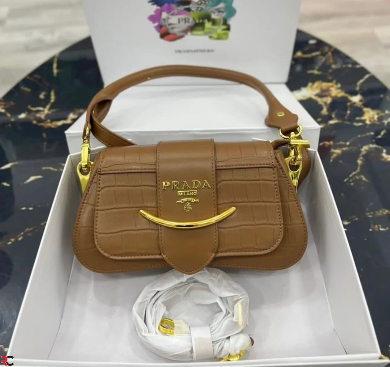 Prada Sidonie Croc Effect