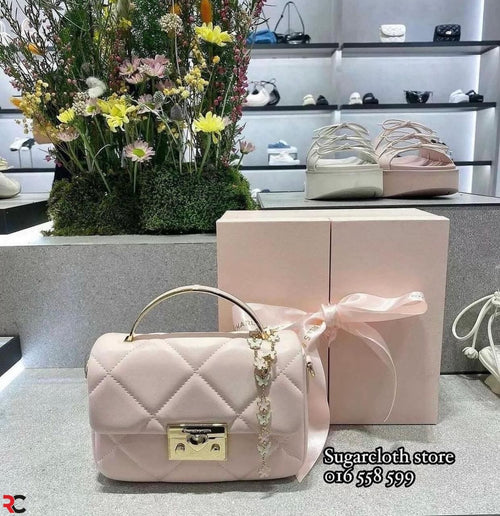 Charles & Keith Boxy Quilted Top Handle Bag