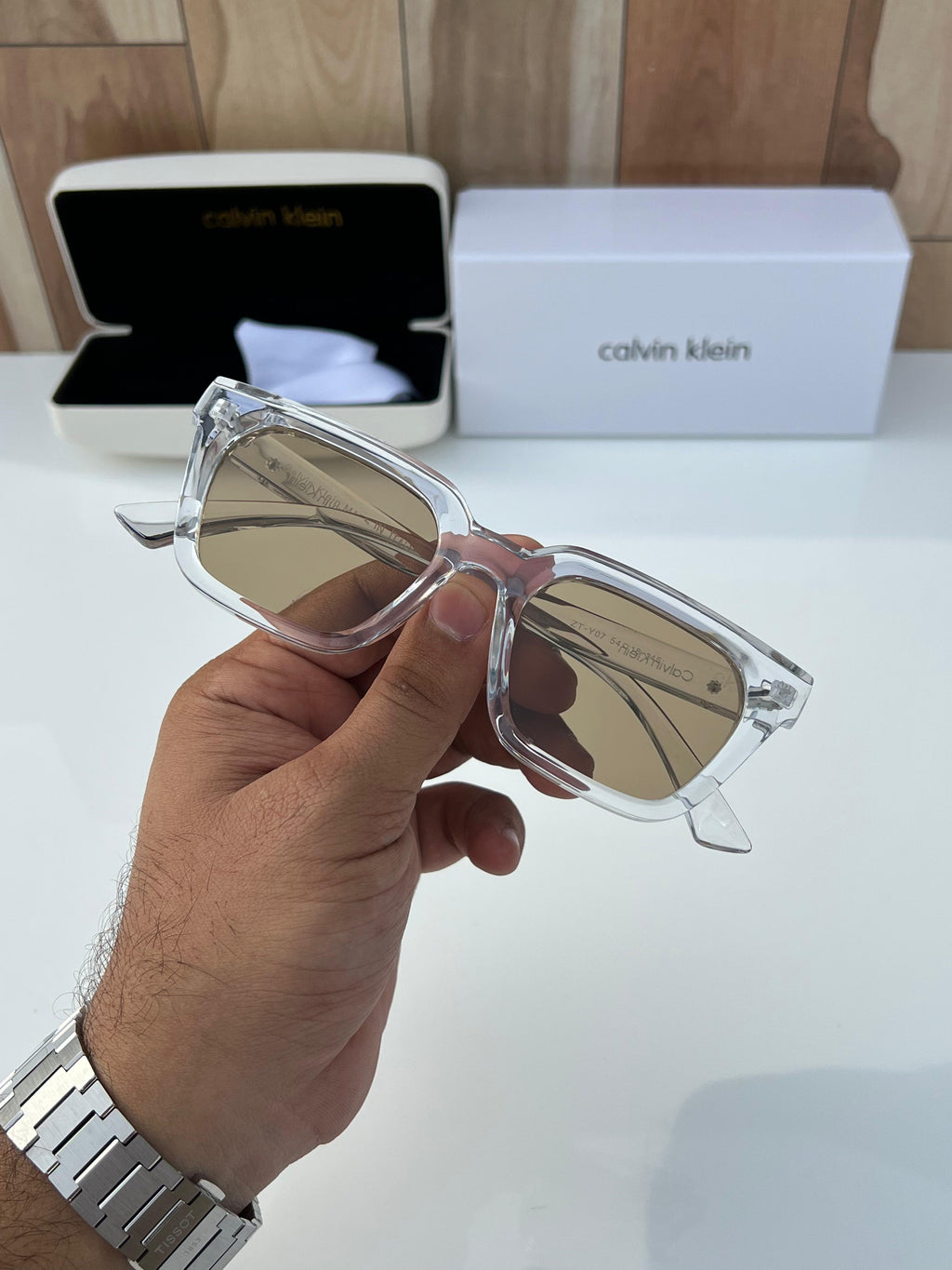 Calvin Klein White Brown Sunglasses