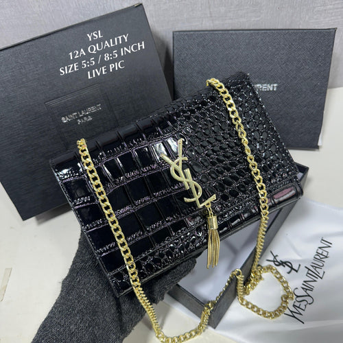 Ysl Kate Black Croco Sling Bag