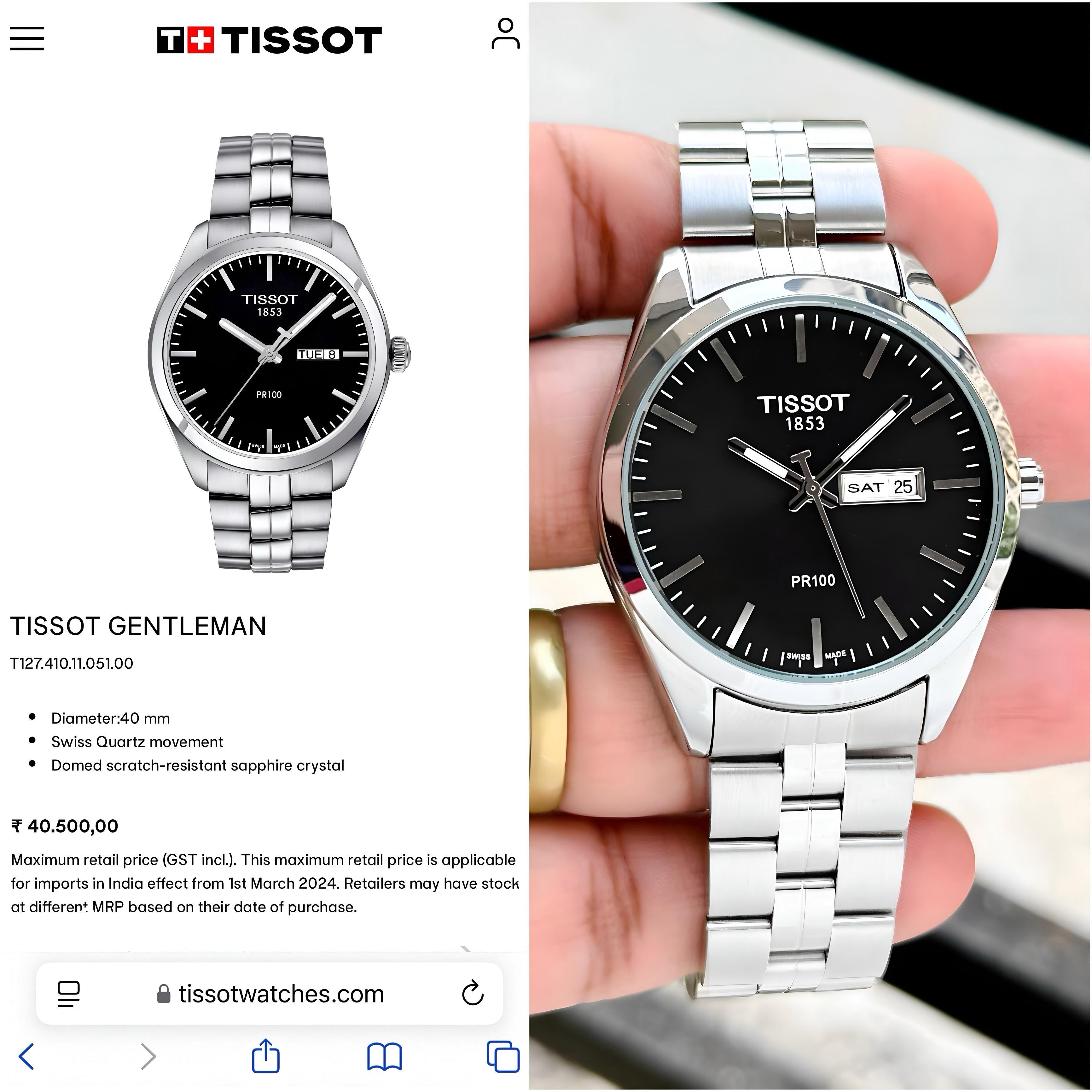 Tissot PR100 Day & Date