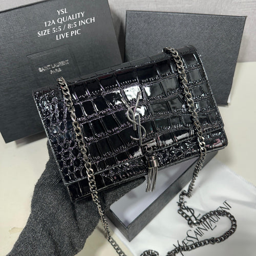 Ysl Kate Black Croco Sling Bag
