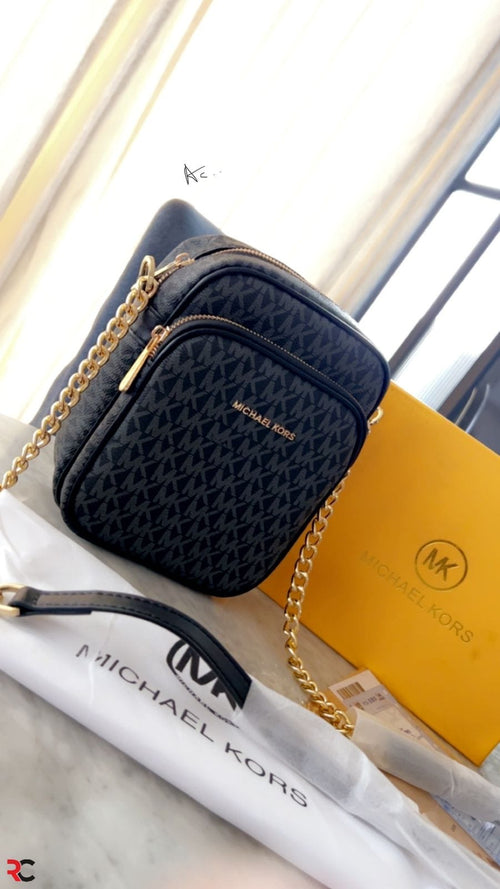 Michael Kors Jet Set Travel Signature Medium Chain Crossbody Bag