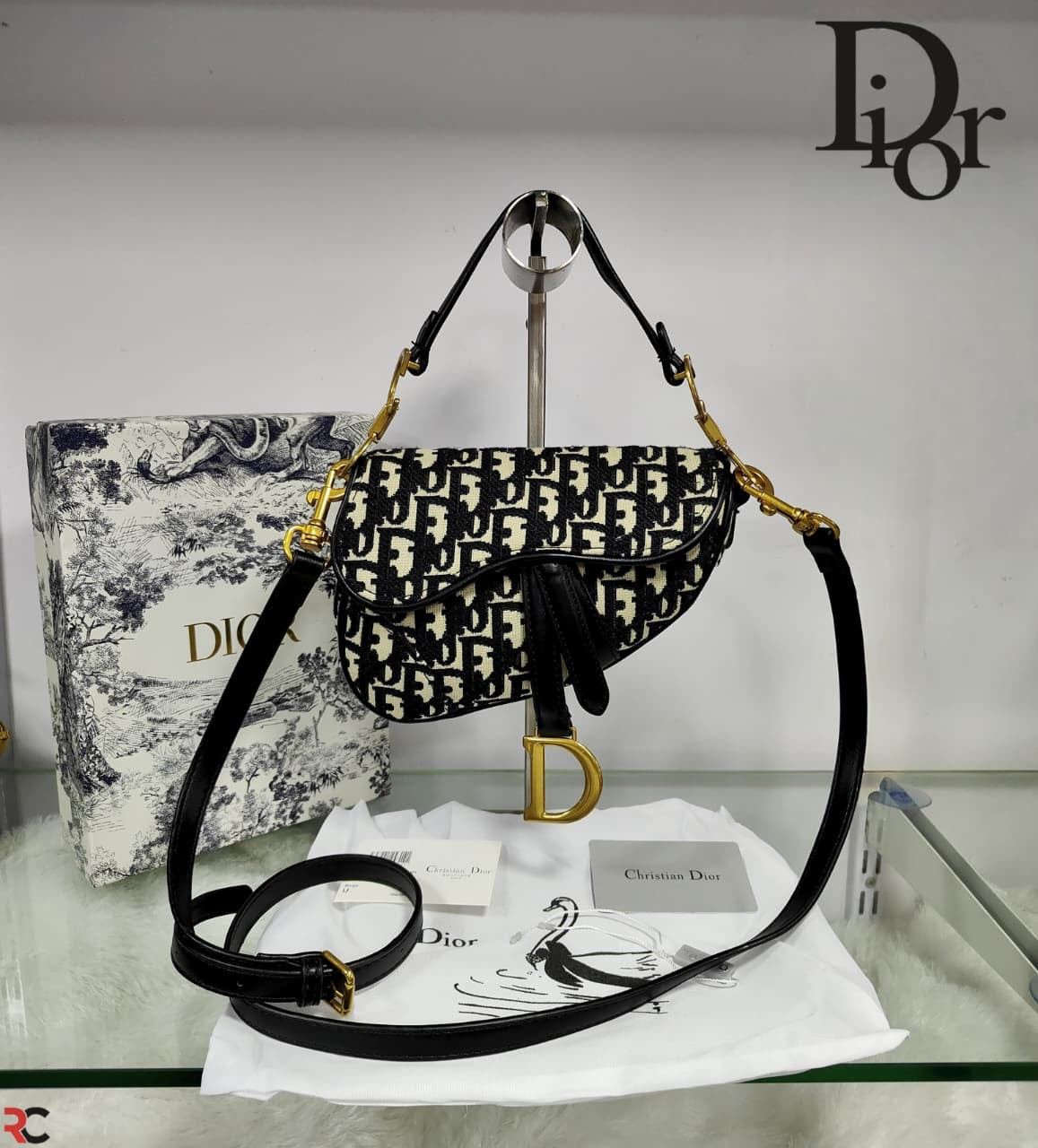 Dior Mini Oblique Jacquard Saddle Bag