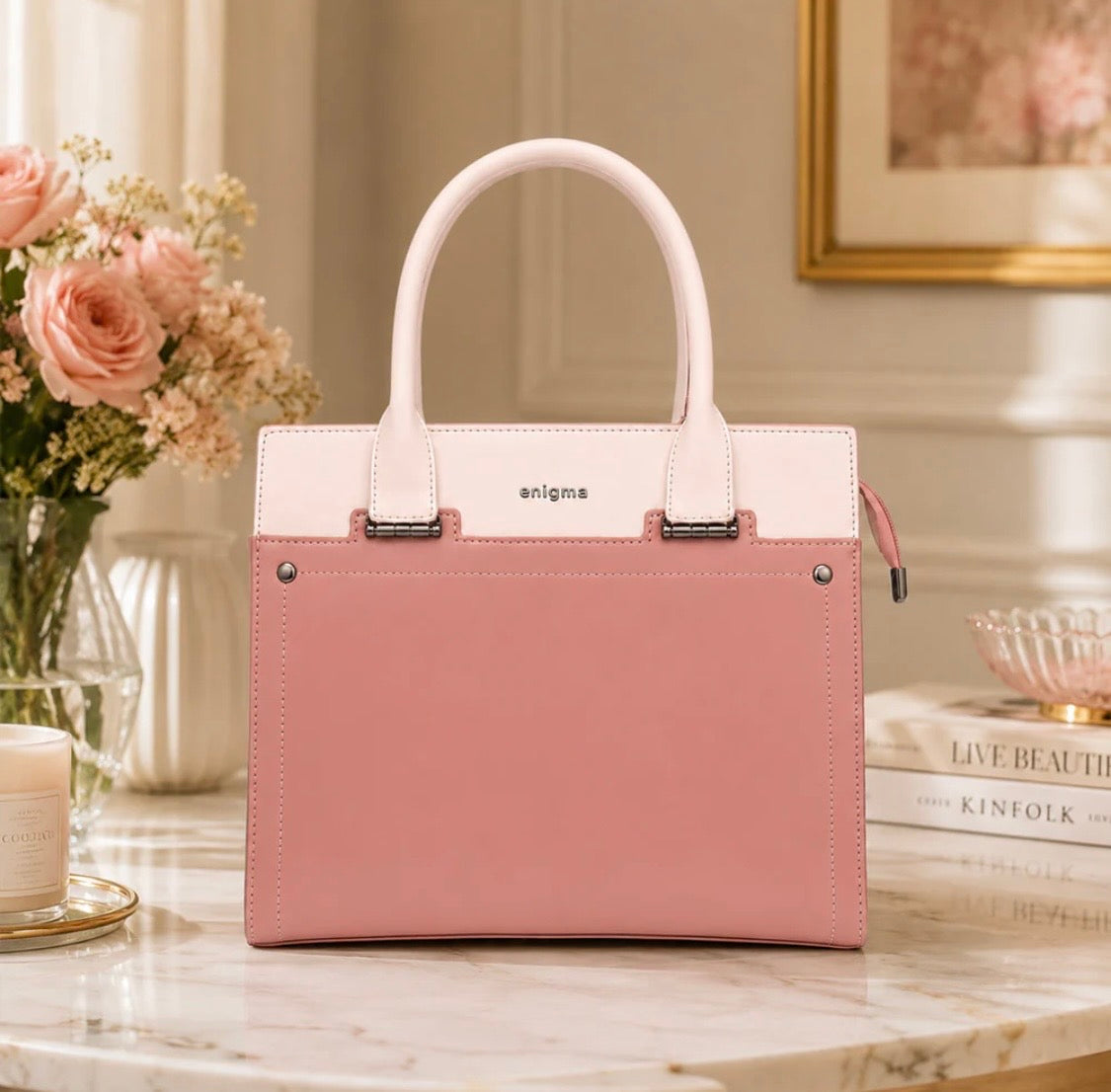 Pink Enigma Two-Tone Handbag