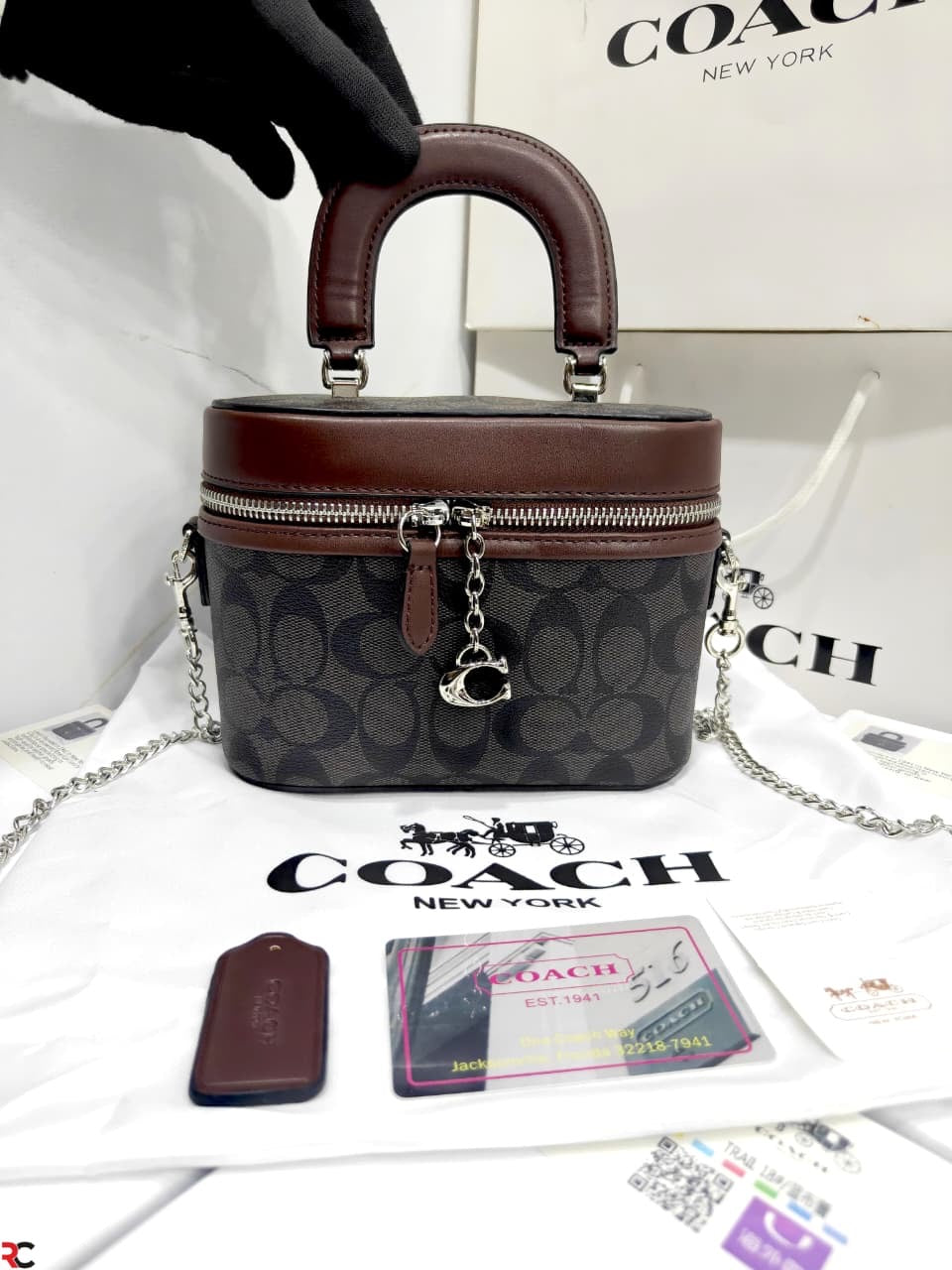 Coach Crystal Signature Jacquard Trail Bag
