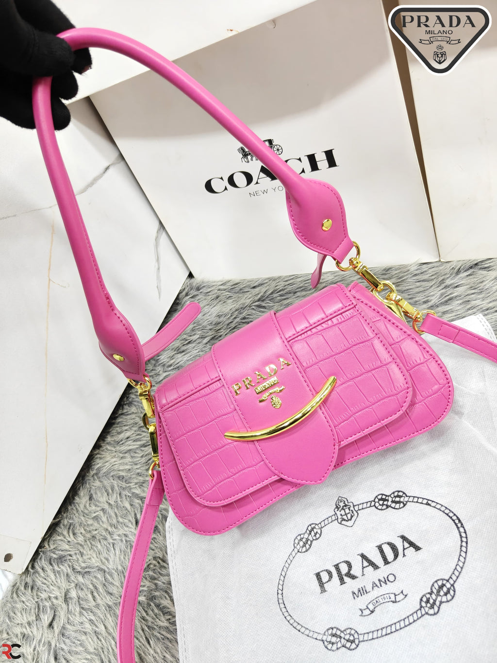 Prada Sidonie Croc Effect