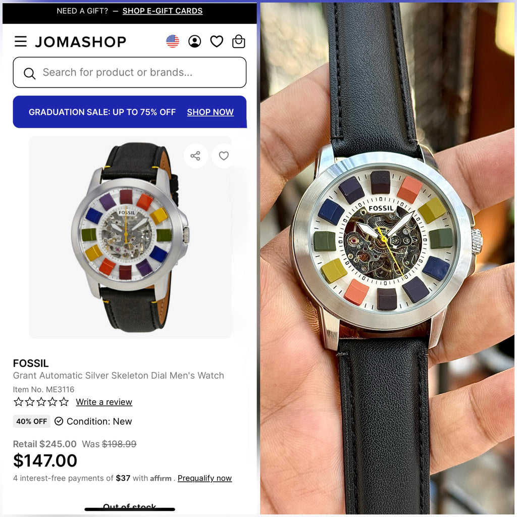 Fossil Grant Automatic Multicolour Skeleton Dial Series