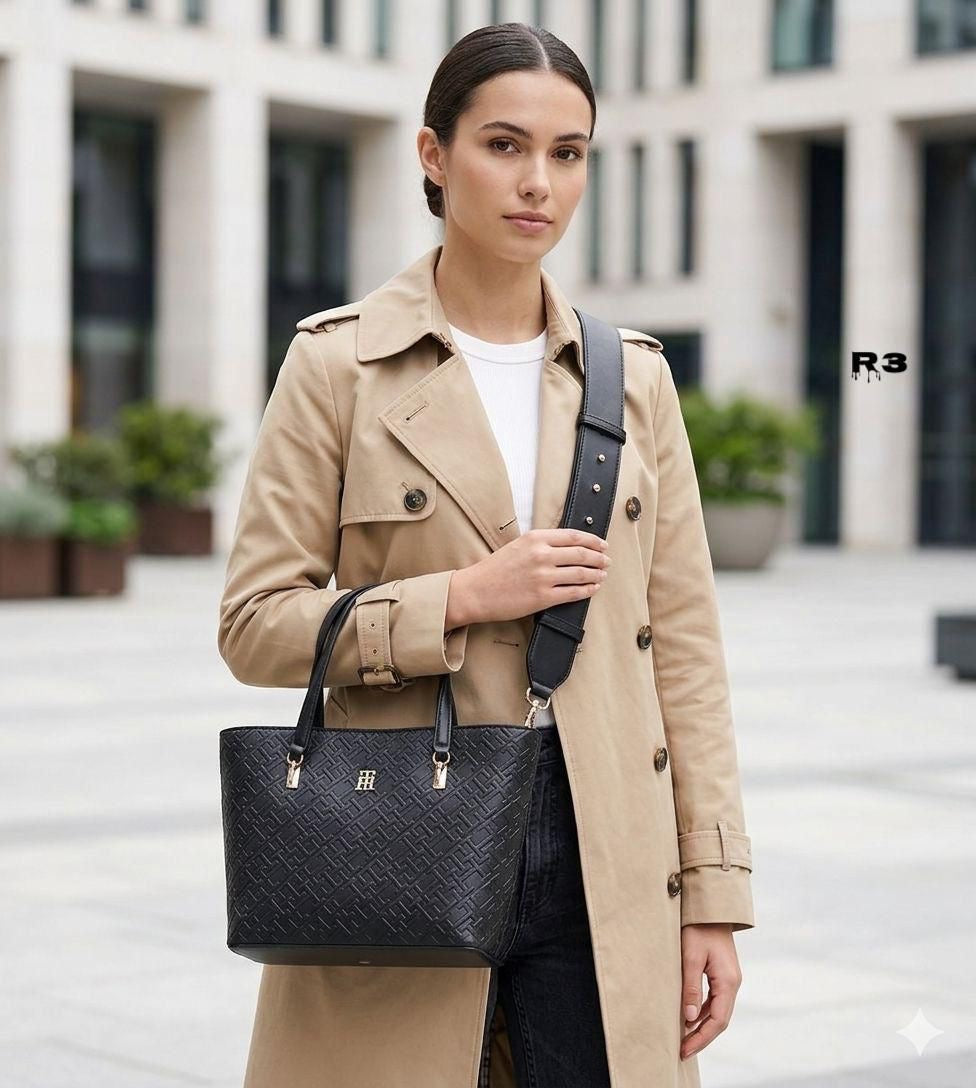 Tommy Hilfiger TH Monogram Embossed Mini Tote Bag