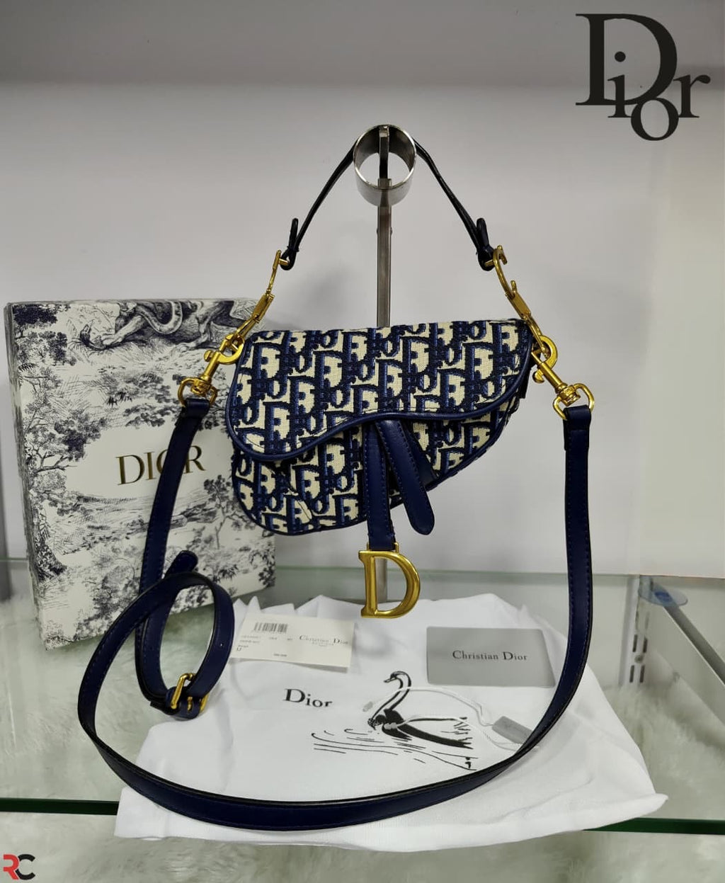 Dior Mini Oblique Jacquard Saddle Bag