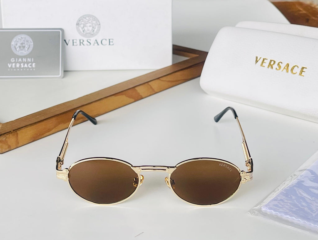 Versace Gold Brown Sunglasses
