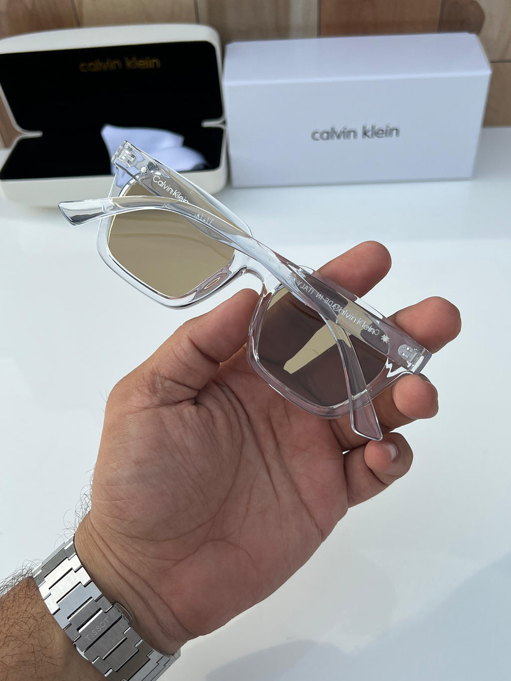 Calvin Klein White Brown Sunglasses