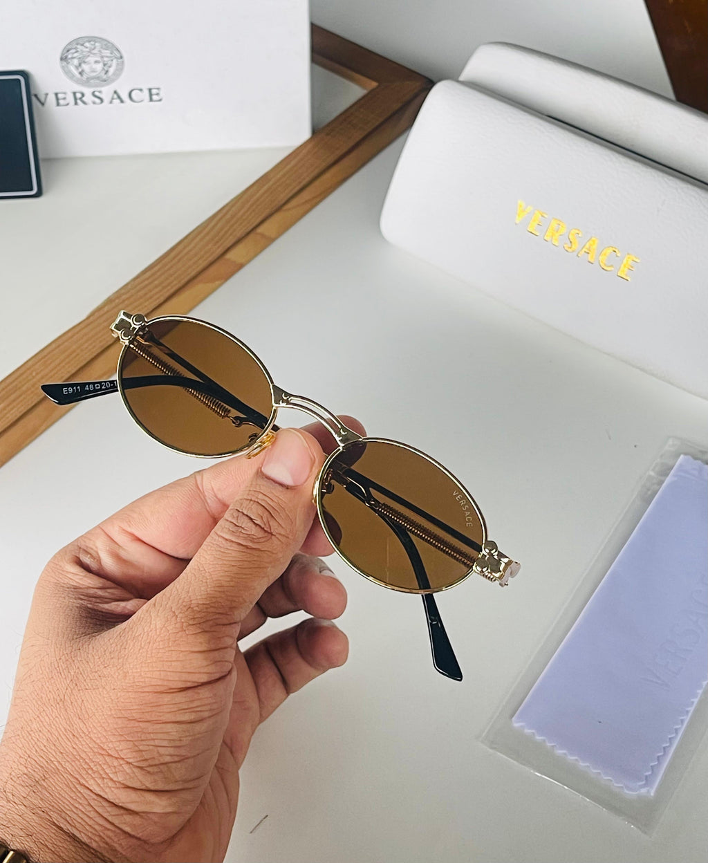 Versace Gold Brown Sunglasses